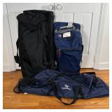 (3pc) SPORTS BAGS | Including a blue Burton rolling bag, a large Tumi rolling duffle bag (approx. l.