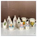 (7pc) FRENCH FAIENCE SET | French faience pottery kitchen canisters and vessels with Italian-style d