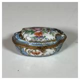 Sevres box with gilt highlights and marked on the bottom, plus many Halcyon Days Enamels boxes; larg