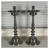 DEQUEVEDO CANDLESTICKS | Made in Portugal,  De Campos de Quevedo pewter candlesticks; h. 15-1/4 x di