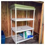 PLASTIC SHELVING UNIT | Ideal for a shed or garage; h. 56 x 36 x 24 in. [in good shape, dirty but ca