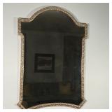 ANTIQUED WALL MIRROR | Large wall mirror, having a gold mottled mirror surface in a gilt / silvered 