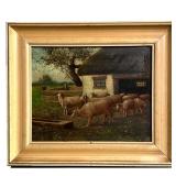 OIL PAINTING WITH SHEEP | Frank Rollin Smith (American, Late 19th Century): oil on canvas, showing s