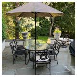 (8pc) PATIO DINING SUITE | Cast Classics Landgrave patio furniture set, cast aluminum, including an 