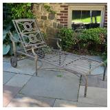 PATIO LOUNGE CHAIR | Cast Classics Landgrave patio chair, cast aluminum, adjustable back, with uphol