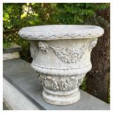 URN-FORM GARDEN PLANTER | Large! Heavy concrete planter decorated with acanthus leaves, garlands, an