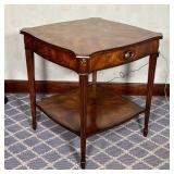 ANTIQUE STYLE SIDE TABLE | Theodore Alexander, with a single drawer and a lower shelf, on fluted tap