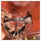 STEUBEN CRYSTAL VASE | Crystal glass vase with ruffled edge, acid etched signature on the bottom; h.