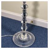 PB TEEN FLOOR LAMP | Pottery Barn Teen "De-Lite" acrylic floor lamp with a pink and beige shade; ove