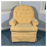 UPHOLSTERED ROCKING CHAIR | By Best Chairs Inc., with yellow soft textured upholstery, swivels and r