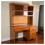 OAK HUTCH DESK | Made in USA, OakDesigns, in two pieces, the top section with a bulletin board backi