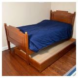 pullout trundle for extra sleeping space or storage space, with one twin mattress included; w. 42 x 