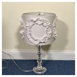 PB TEEN TABLE LAMP | "De-Lite" clear acrylic table lamp by Pottery Barn Teen with cylindrical ruffle