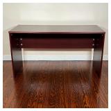 DARK WOOD DESK | Writing table or computer desk, with nicely figured dark wood veneer; h. 28-3/4 x w