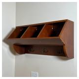 WALL SHELF / COAT RACK | Three double hooks and three storage cubbies; h. 14-1/4 x w. 27-1/2 x d. 11