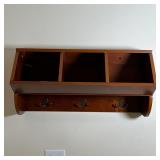 WALL SHELF / COAT RACK | Three double hooks and three storage cubbies; h. 14-1/4 x w. 27-1/2 x d. 11