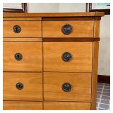 ART DECO DOUBLE DRESSER | Large chest of drawers of nicely figured contrasting wood, having two bank