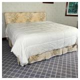 KING SIZE BED | King or California king size bed frame having an upholstered headboard with floral f