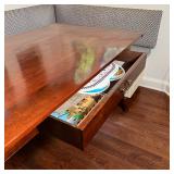 SOLID WOOD DINING TABLE | Wood board top on cabriole legs; h. 30-1/2 x 36-1/4 x 60-1/4 in. [some lig