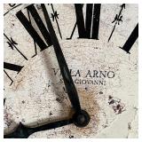 Villa Arno / San Giovanni "Toscano" rustic style clock with blue and yellow borders, Roman numerals;