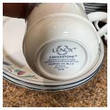 serving bowls, 2 serving platters (l. 13 in.), and 8 coffee cups and a pitcher; plus 6 misc. bowls, 