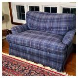 CALICO CORNERS SETTEE | Small loveseat with plaid upholstery, cute and cozy! h. 34 x w. 46 x d. 36 i