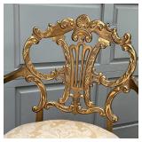 each with highly carved backrests with carved shell and scrolling acanthus crest rail, over sculpted