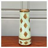 PAINTED WOODEN CYLINDRICAL BUCKET | Gilt and polychrome carved; h. 17-1/2 x dia. 6-1/2 in.