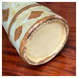 PAINTED WOODEN CYLINDRICAL BUCKET | Gilt and polychrome carved; h. 17-1/2 x dia. 6-1/2 in.