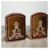 Including a pair of fancy bookends painted with acanthus decoration, a gilt carved miniature picture