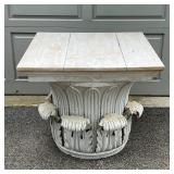 CORINTHEAN COLUMN CAPITAL | Fashioned as a low table with a whitewashed wood board top; h. 24 x 27 x