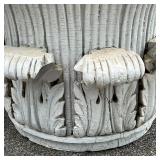CORINTHEAN COLUMN CAPITAL | Fashioned as a low table with a whitewashed wood board top; h. 24 x 27 x