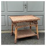 PALACEK WICKER TABLE | Side table with lower shelf; h. 23 x 27 x 21 in.