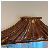 CHINESE PAGODA MIRROR | with red paint, pagoda-form mirror with a lower shelf