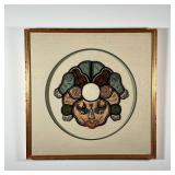 FRAMED CHINESE TEXTILE | Stitched embroidery; h. 22-1/2 x 22-1/2 in.