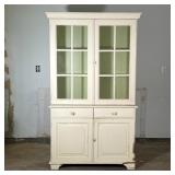 COUNTRY PAINTED CABINET | Double glazed doors over two drawers and cabinet doors, white paint with g