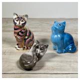 (3pc) CERAMIC CATS | 1 Royal Coppenhagen, 1 Royal Crown Derby, 1 Granno