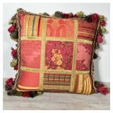 (4pc) NEEDLEPOINT PILLOWS | Various scenes, including a whale, a cat, and a townscape; largest 15 x 