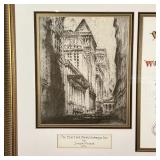 JOSEPH PENNELL ENGRAVING | Framed with a Stock Exchange Certificate; overall 22 x 28 in. (framed)