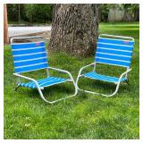 PAIR BEACH CHAIRS | "Rio Collection" vintage style beach chairs with aluminum frames