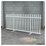 WHITE PICKET FENCE SECTION | Plastic with metal base missing one cap, h. 42 x 92 in.