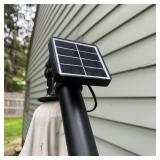 CANTILEVER LIGHTED UMBRELLA | With a solar panel attachment powering interior LED string lights, on 