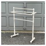 VICTORIAN BLANKET STAND | White painted turned wood stand; h. 37 x 27 x 12 in.