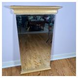 GILT FRAME MIRROR | Beveled glass mirror with gilt frame; overall 34 x 19-1/4 in.