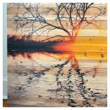 Fine art photographic print on wood by Parvez Taj, signed lower right "Parvez"; overall 40 x 40 in.