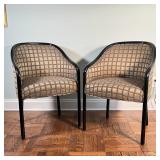 PAIR BENTWOOD CHAIRS | Mid-century armchairs in the manner of Ward Bennett, with contemporary uphols