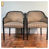 Mid-century armchairs in the manner of Ward Bennett, with contemporary upholstery; h. 32-1/2 x w. 22