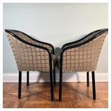 Mid-century armchairs in the manner of Ward Bennett, with contemporary upholstery; h. 32-1/2 x w. 22