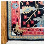 CONTEMPORARY CAUCASIAN RUG | Small area carpet with blue flowers within a red border; 6 ft. x 4 ft. 