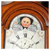 the face marked G. Brown Beverley (George Brown of Beverley), the oak and mahogany case with pagoda 